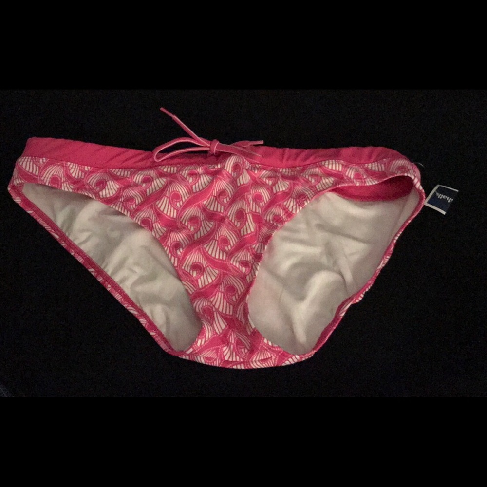 Bright pink and white print bathing suit bottom